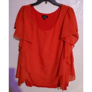EUC Alyx Red Flutter Blouse